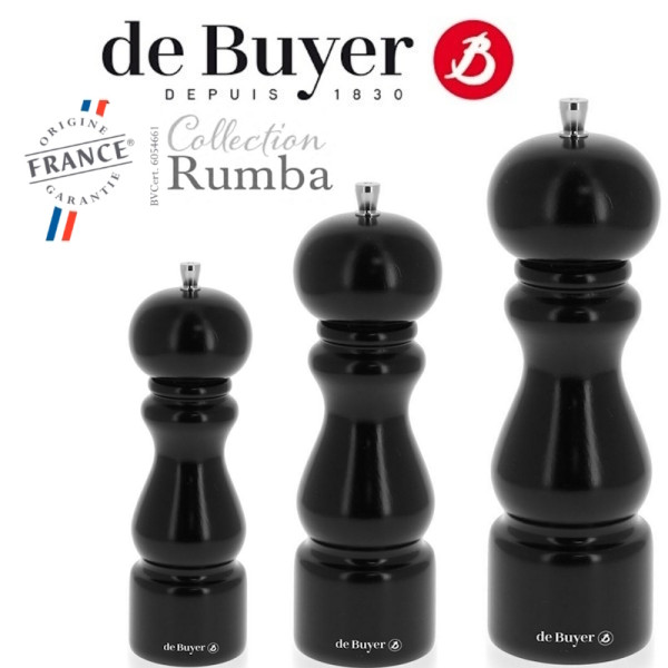 Rumba. Moulin à poivre, sel ou à épices de 14 à 21 cm noir laqué - Marlux | Art.