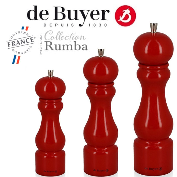Rumba. Moulin à poivre, sel ou à épices de 14 à 21 cm rouge laqué - Marlux | Art.