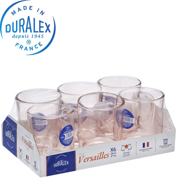 Versailles. Lot de 6 Mugs 26 cL bleu marine Rose - Duralex France | Art. 3550190505429 - vue 3