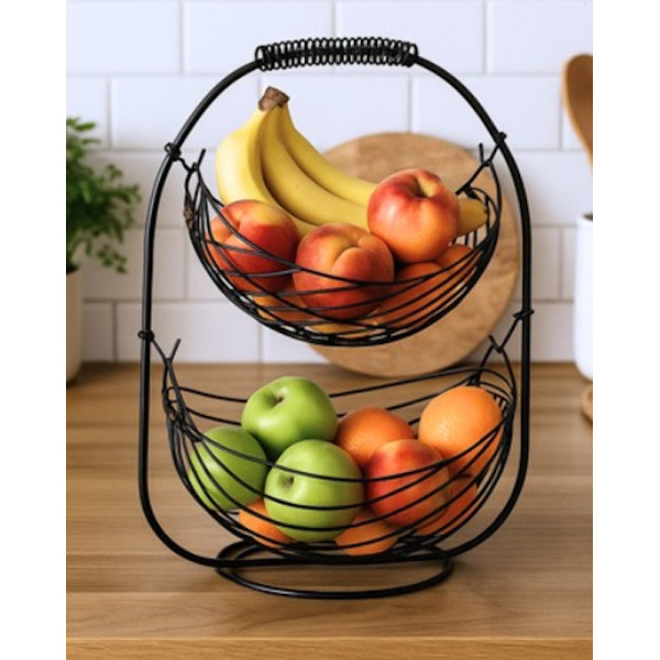 Basculo. Corbeille à fruits 2 paniers suspendue noire - Bastide | Art. 3106234050464 - vue 2
