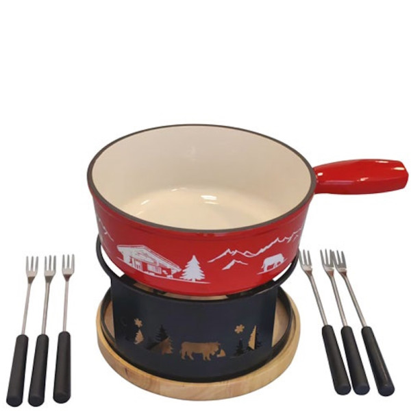 Montagne. Service à fondue Rouge & Chamonix 22 cm - Table & Cook