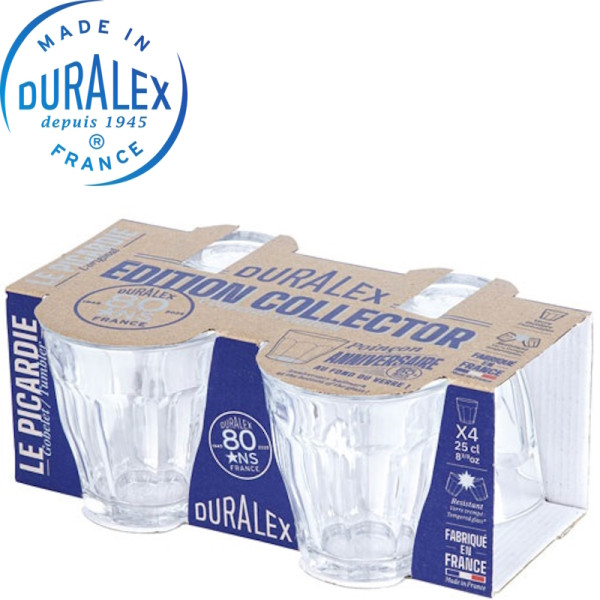 Picardie. Coffret de 4 à 6 verres colorés 25 cL - Duralex France