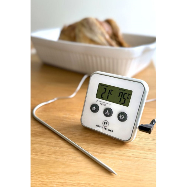 Thermomètre à sonde magnétique et minuteur - 8x8x1,5 cm - Louis Tellier | Art. 3325980050430 - vue 2