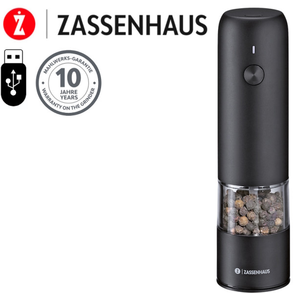 Köln USB. Moulin électrique à épices 14 cm Noir - Zassenhauss | Art. 4006528033137 - vue 1