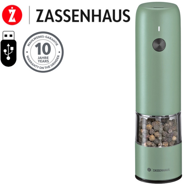Köln USB. Moulin électrique à épices 14 cm Vert - Zassenhauss | Art. 4006528033151 - vue 1