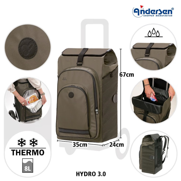 Hydro 3.0. Sac à dos pour chariot 62L Olive-53 - Andersen Shopper | Art. 2-036-53 - vue 3