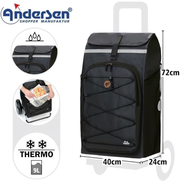 Tura Shopper Fado 3.0. Chariot 2 roues 74L + Poche isotherme 9L - Andersen Shopper