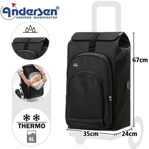 Tura Shopper Hydro 3.0. Chariot 2 roues 62L + Poche isotherme 8L - Andersen Shopper