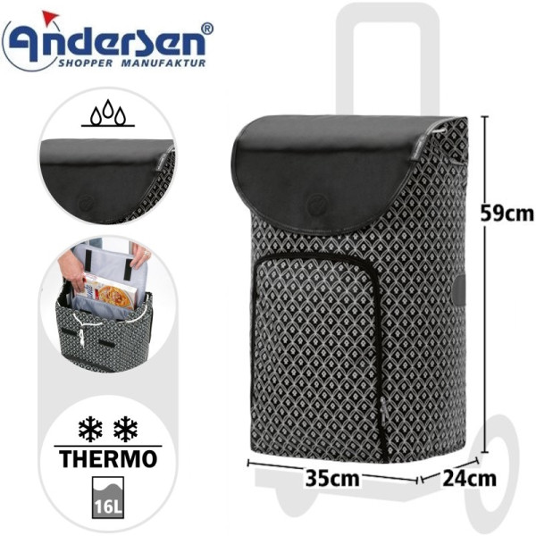 Famke. Sac pour chariot de 47L + Poche isotherme 16L Noir-81 - Andersen Shopper | Art. 2-174-81 - vue 1