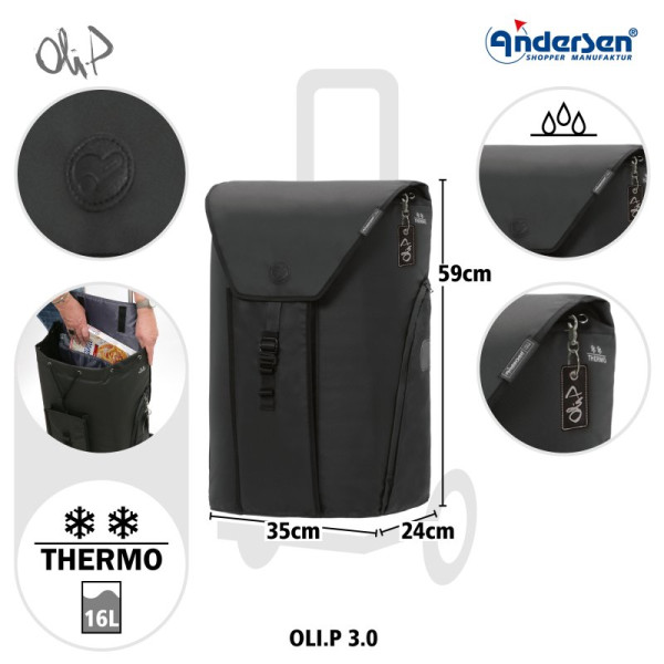 Oli.P. 3.0. Sac pour chariot 50L Noir-81 - Andersen Shopper | Art. 2-211-81 - vue 3