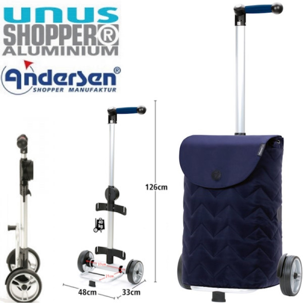 Unus Shopper Hilma. Chariot 2 roues 47L Bleu-90 - Andersen Shopper | Art. 140-241-90 - vue 1