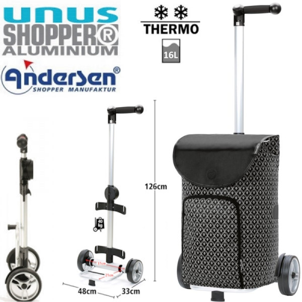 Unus Shopper Famke. Chariot 2 roues 47L Noir-81 - Andersen Shopper | Art. 140-174-81 - vue 1
