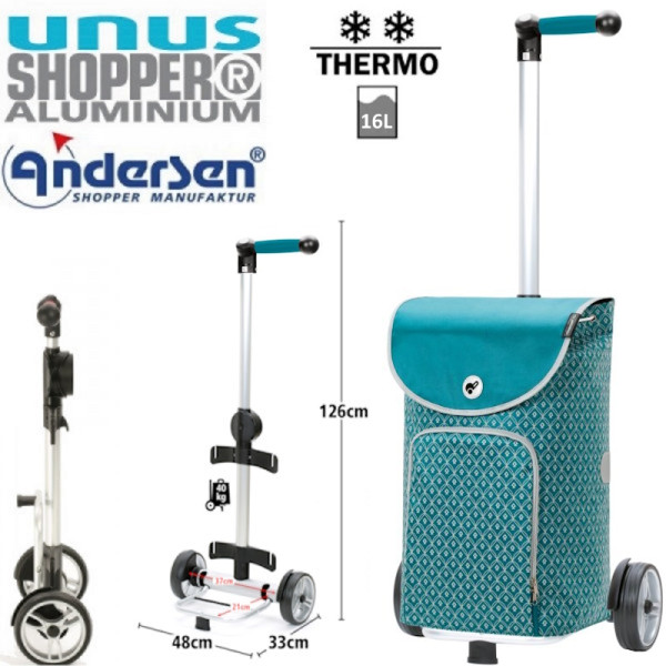 Unus Shopper Famke. Chariot 2 roues 47L Petrole-91 - Andersen Shopper | Art. 140-174-91 - vue 1