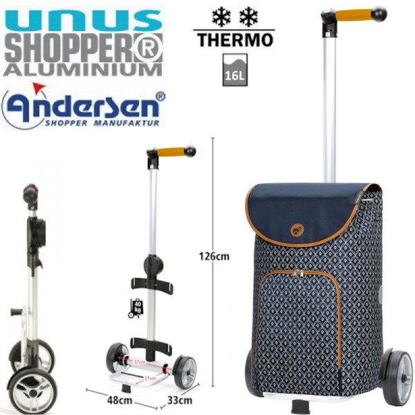 Unus Shopper Famke. Chariot 2 roues 47L bleu - Andersen Shopper | Art. 140-174-90  - Vue 1