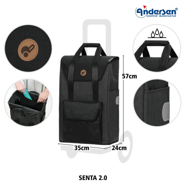 Quattro Shopper Senta 2.0. Sac 49L Noir-82 - Andersen Shopper | Art. 185-028-82 - Vue 2