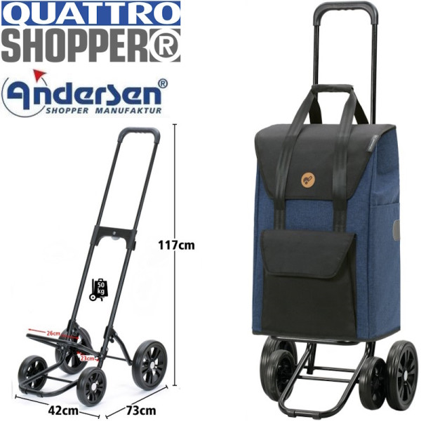 Quattro Shopper Senta 2.0. Chariot 2 à 4 roues 49L  - Bleu-92 - Andersen Shopper | Art. 185-028-92 - vue 1