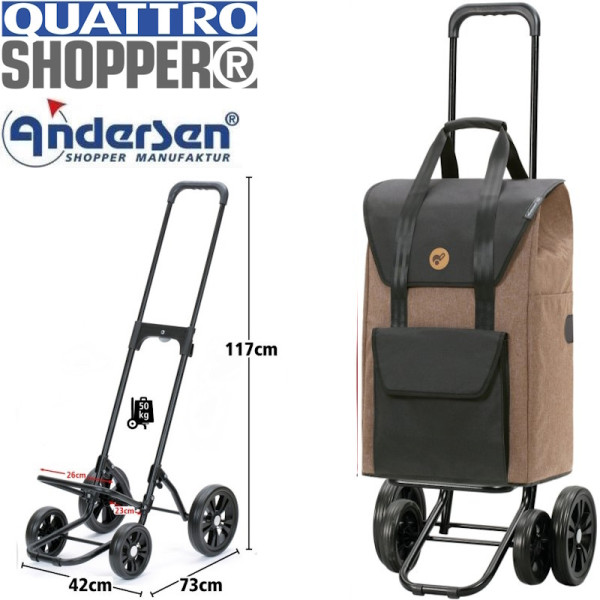 Quattro Shopper Senta 2.0. Chariot 2 à 4 roues 49L  - Beige-42 - Andersen Shopper | Art. 185-028-42 - vue 1