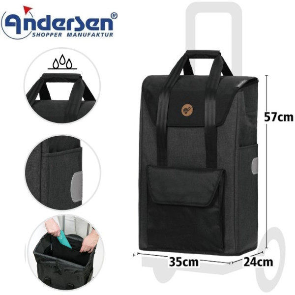 Senta 2.0. Sac pour chariot 49L Noir-82 - Andersen Shopper | Art. 2-028-82 - Vue 1