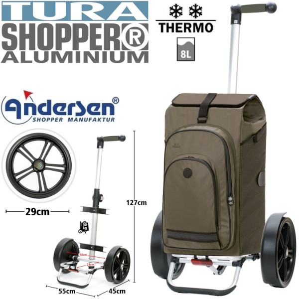 Tura Shopper Hydro 3.0. Chariot 2 roues 62L Olive-53- Andersen Shopper | Art. 135-036-53 - vue 1