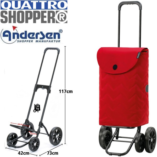 Quattro Shopper Hilma. Chariot 2 roues 47L  Rouge-70 - Andersen Shopper |Art. 185-241-70 - vue 1