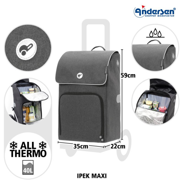 Ipek Maxi. Sac isotherme pour chariot 40L Anthracite-80 - Andersen Shopper | Art. 2-236-80 - vue 3