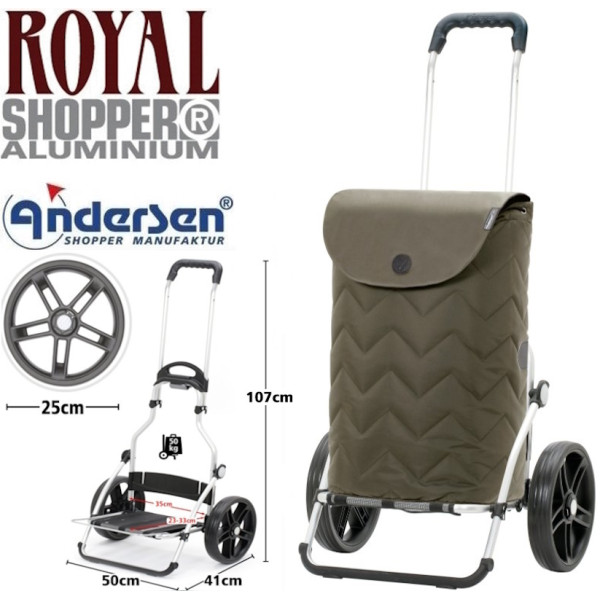 Royal Shopper Hilma. Chariot 2 roues 47L Olive-50 - Andersen Shopper | Art. 166-241-50