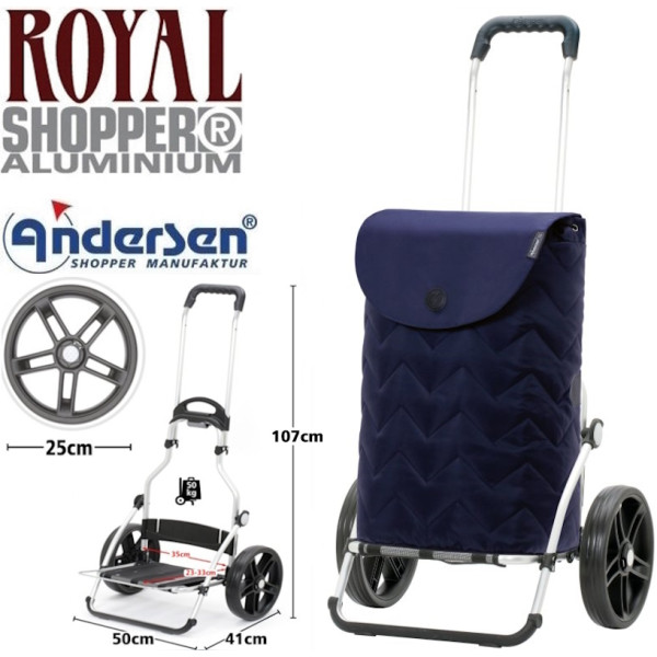 Royal Shopper Hilma. Chariot 2 roues 47L Bleu-90 - Andersen Shopper | Art. 166-241-90