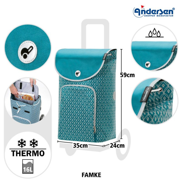 Treppensteiger Scala Shopper Famke. Sac 47L Bleu Petrol-91 - Andersen Shopper | Art. 2-174-91 - vue 3