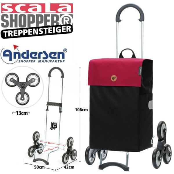 Treppensteiger Scala Shopper Hera. Chariot 6 roues 47L  Rouge-74 - Andersen Shopper - vue 1