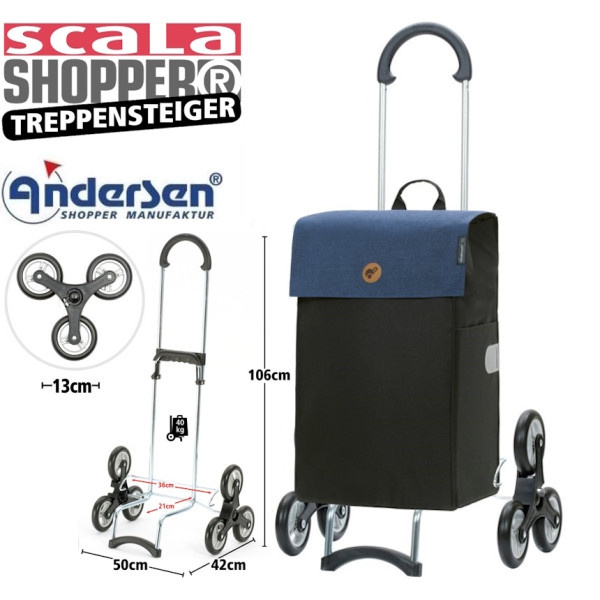 Treppensteiger Scala Shopper Hera. Chariot 6 roues 47L  Bleu-94 - Andersen Shopper - vue 1