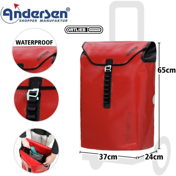 Ortlieb. Sac pour chariot 49L rouge-74 - Andersen Shopper | Art. 2-082-74 - vue 1