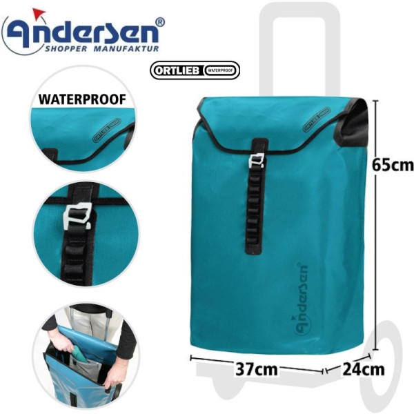 Ortlieb. Sac pour chariot 49L Bleu Petrol-94 - Andersen Shopper | Art. 2-082-94 - vue 1