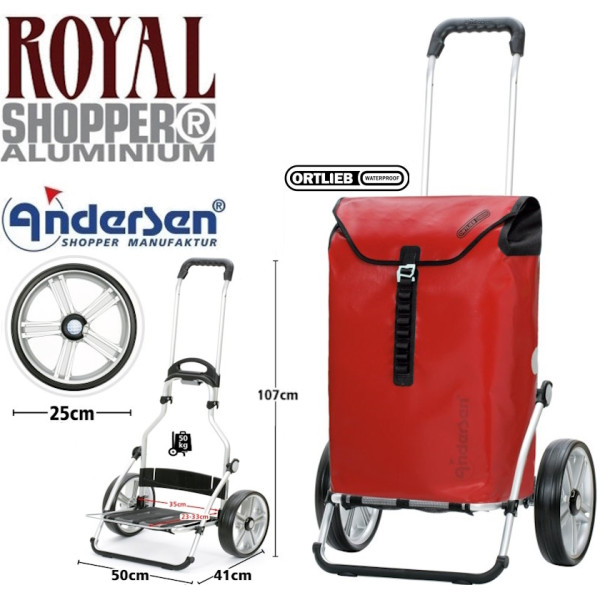 Royal Shopper Ortlieb. Chariot 2 roues 49L - Rouge-74 - Andersen Shopper | Art. 267-082-74 - vue 1