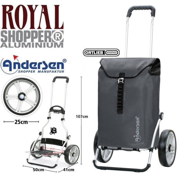 Royal Shopper Ortlieb. Chariot 2 roues 49L - Anthracite-84 - Andersen Shopper | Art. 267-082-84 - vue 1