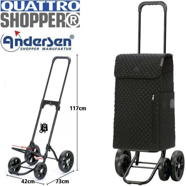 Quattro Shopper Lissa. Chariot de 2 à 4 roues 43L Noir-80 - Andersen Shopper | Art. 185-232-80 - vue 1