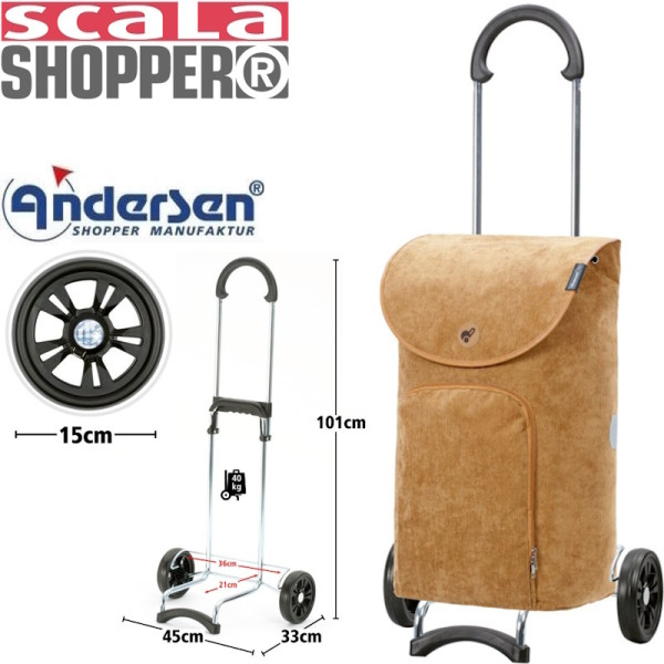 Scala Shopper Marta. Chariot 2 roues 47L Camel-40 - Andersen Shopper | Art. 112-233-40 - vue 1