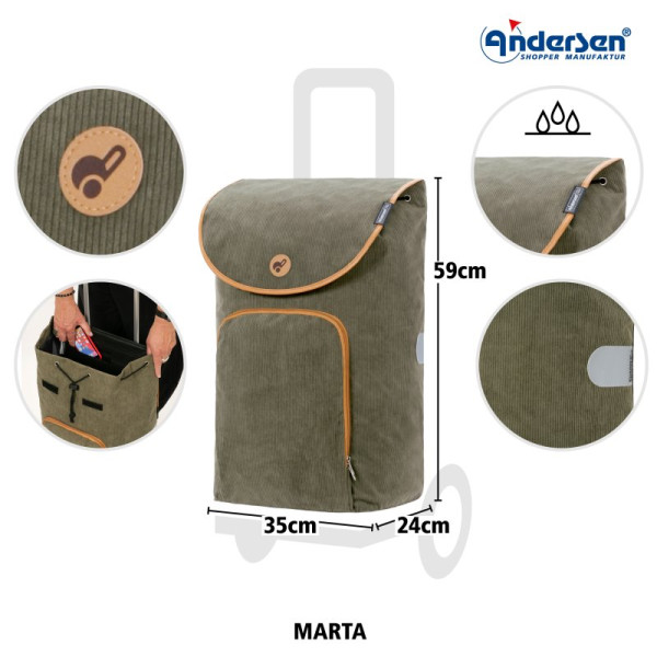 Scala Shopper Marta. Sac de 47L Olive-50 - Andersen Shopper | Art. 2-233-50 - vue 3