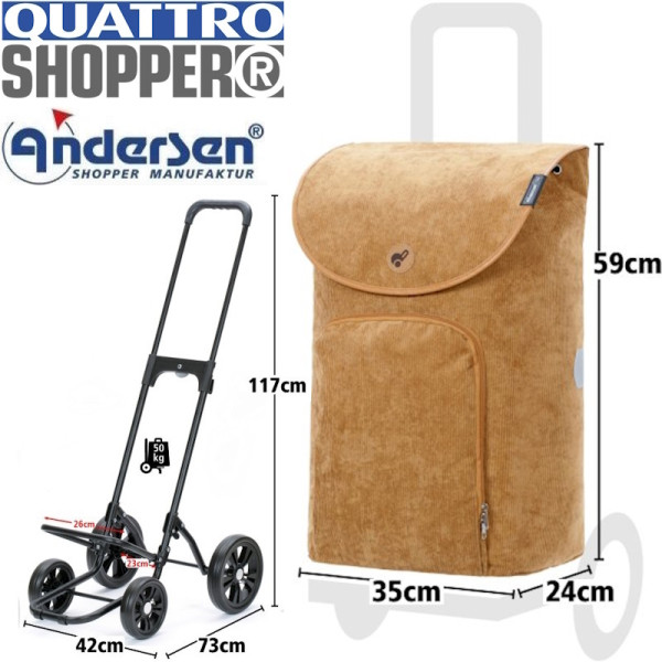 Quattro Shopper Marta. Chariot de 2 à 4 roues 47L - Camel-40 - Andersen Shopper | Art. 185-233-40