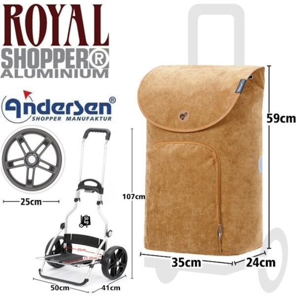 Royal Shopper Marta. Chariot 2 roues 47L Camel-40 - Andersen Shopper | Art. 166-233-40