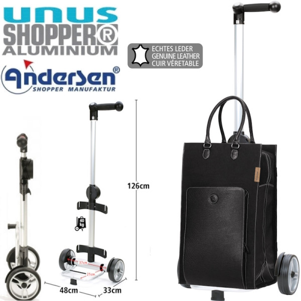 Unus Shopper Charu. Chariot 2 roues 49L Noir- Andersen Shopper | Art. 140-205-81