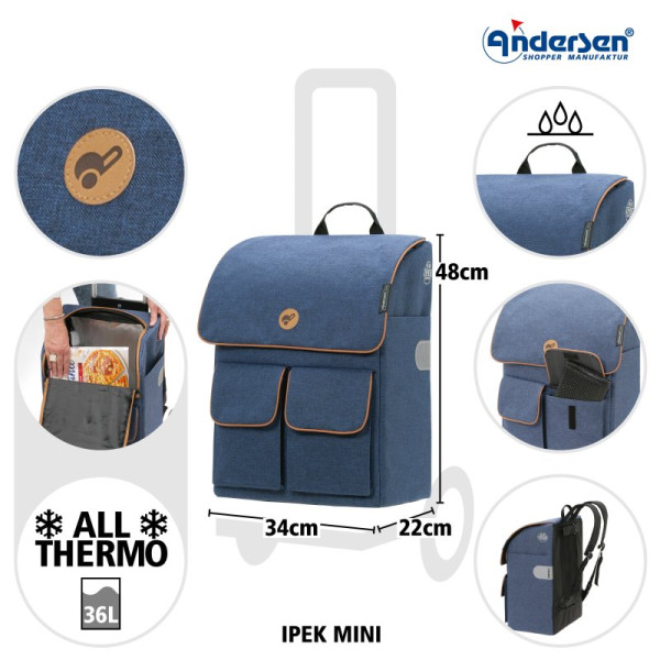 Ipek Mini. Sac isotherme pour chariot 36L Bleu-80  - Andersen Shopper | Art. 2-237-90 - vue 3