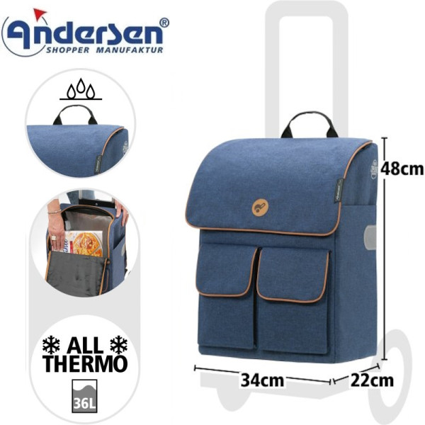 Ipek Mini. Sac isotherme pour chariot 36L Bleu-80  - Andersen Shopper | Art. 2-237-90 - vue 1
