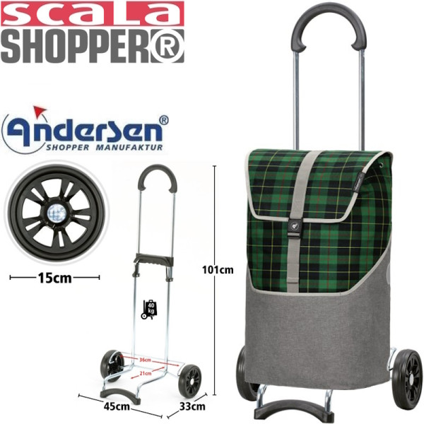 Scala Shopper Gese. Chariot 2 roues 46L Vert-50 - Andersen Shopper | Art. 112-216-50 - Vue 1