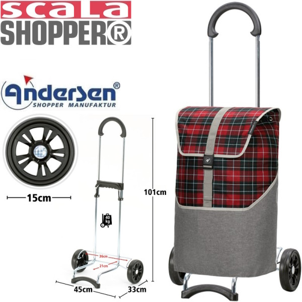 Scala Shopper Gese. Chariot 2 roues 46L Rouge-70 - Andersen Shopper | Art. 112-216-70 - Vue 1
