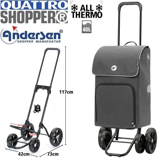 Quattro Shopper Ipek Maxi. Chariot 2 à 4 roues 40L Anthracite-80 - Andersen Shopper | Art. 185-236-80 - vue 1