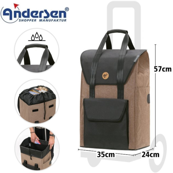 Royal Shopper Senta 2.0. Chariot de 2 à 6 roues 49L - Andersen Shopper