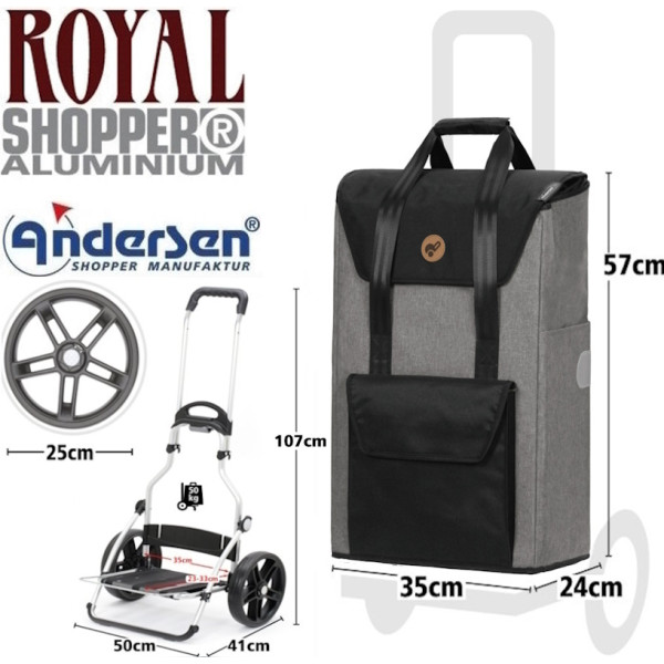 Royal Shopper Senta 2.0. Chariot de 2 à 6 roues 49L - Andersen Shopper