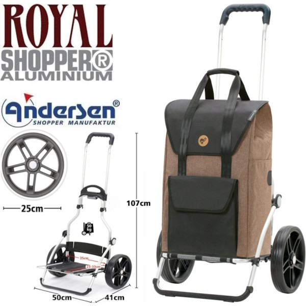 Royal Shopper Senta 2.0. Chariot de 2 à 6 roues 49L - Andersen Shopper