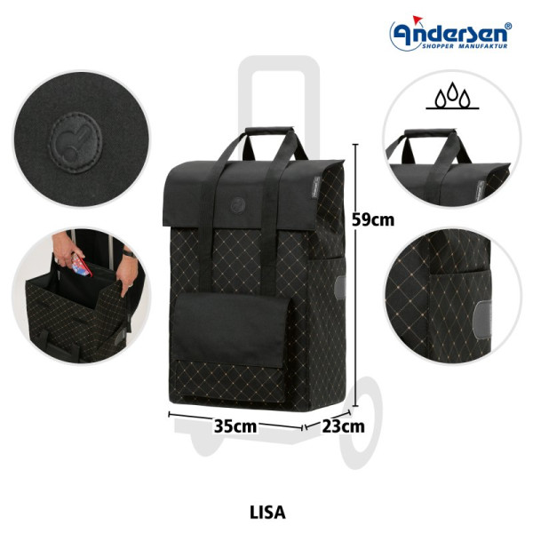 Lasa. Sac pour chariot 51L Noir - Andersen Shopper | Art. 2-239-80 - vue 3