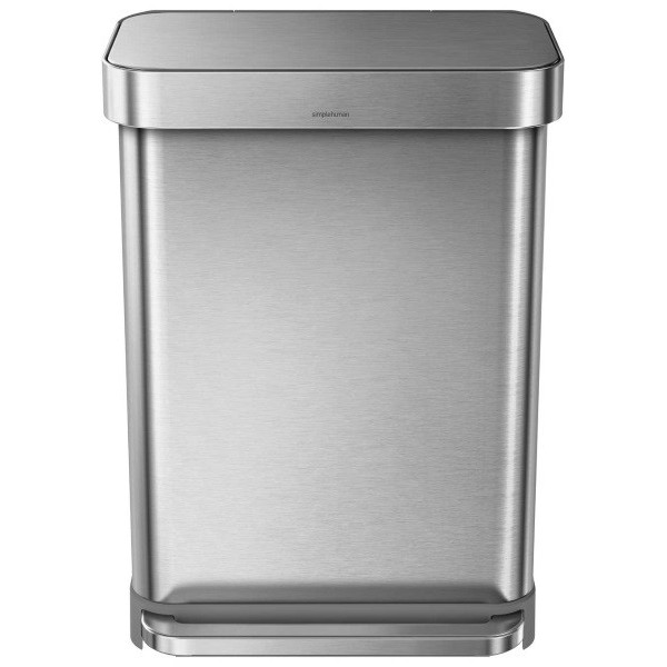 Poubelle rectangulaire inox + réserve à sacs 55L - Simplehuman